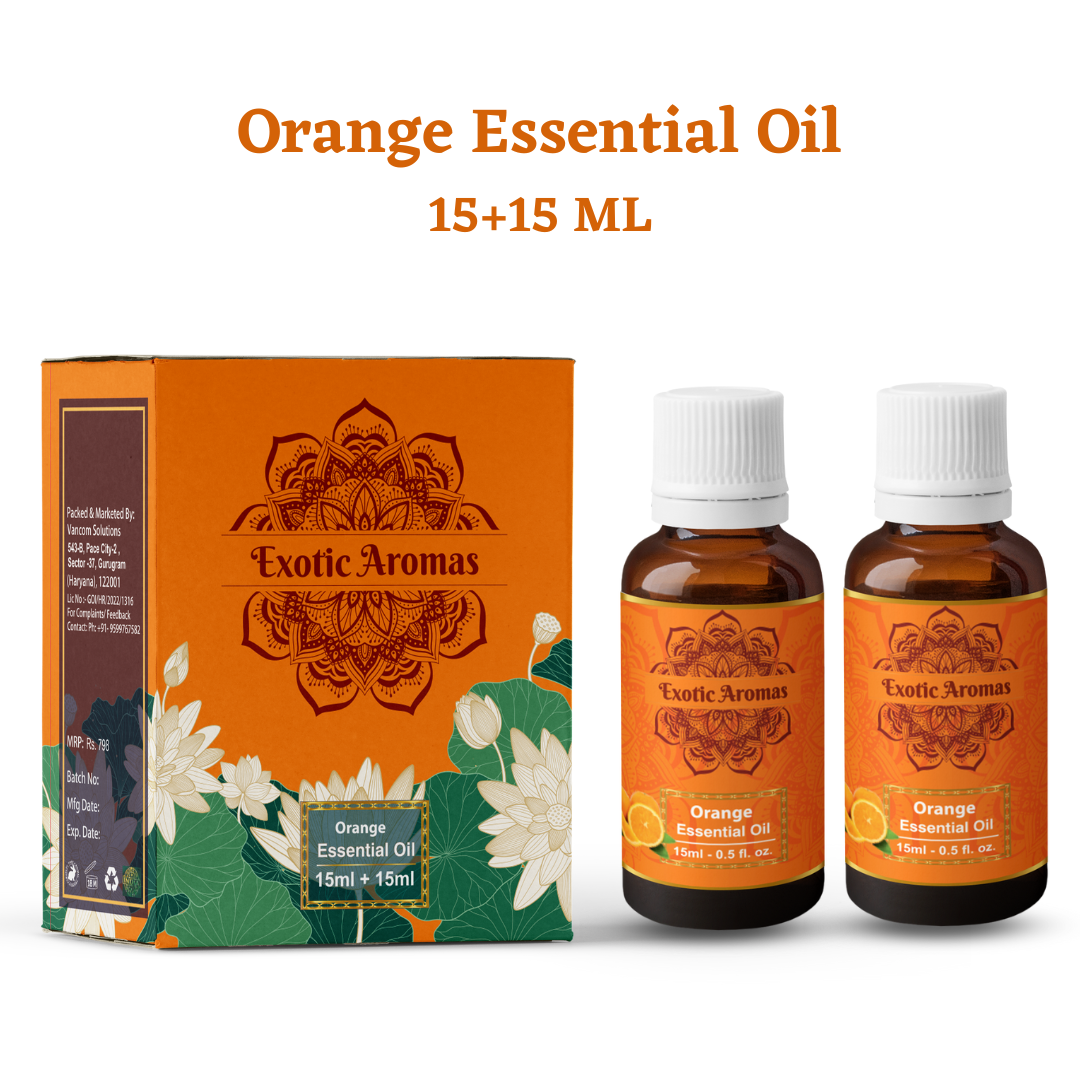 Orange Essential Oil for Aroma, Hair Growth & Radiant Skin (15Ml + 15Ml) Pack of 2