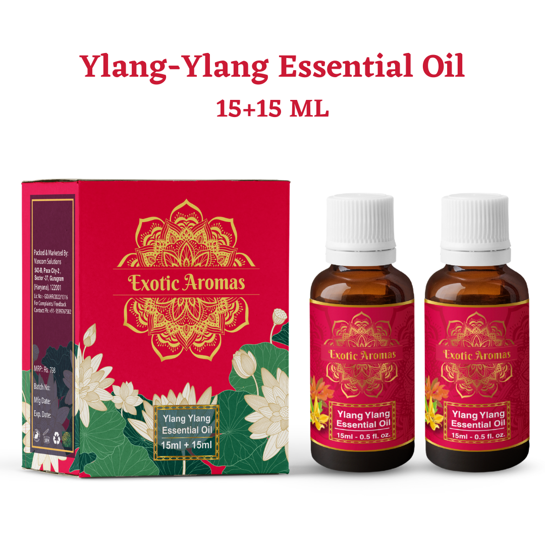 Ylang Ylang Essential Oil for Hair Strengthening, Acne Control & Aromatherapy (15Ml + 15Ml) Pack of 2