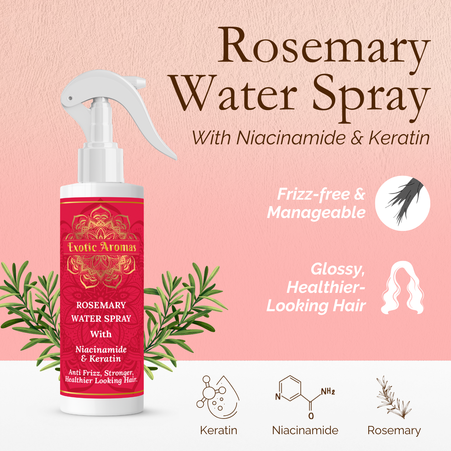Exotic Aromas - Rosemary Water Spray with Keratin & Niacinamide