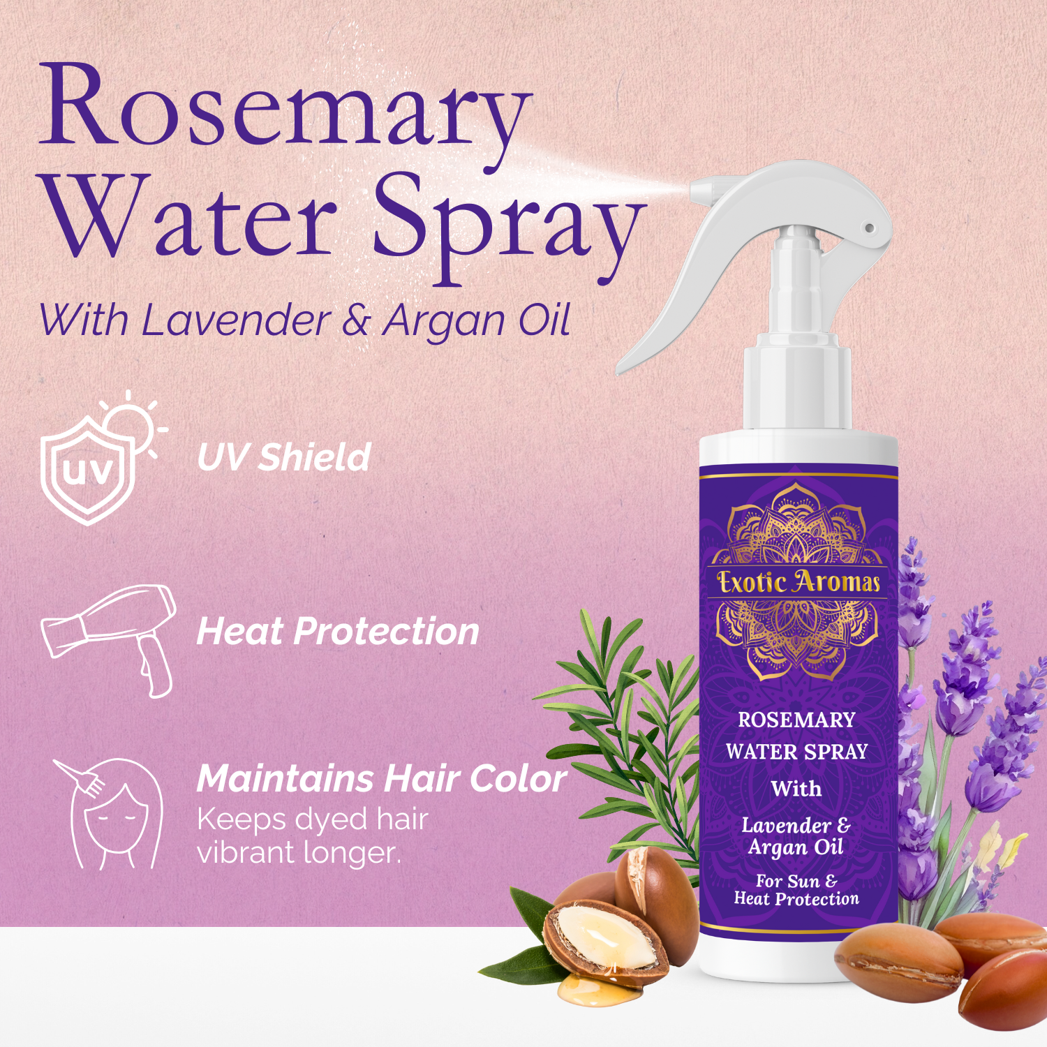 Exotic Aromas Rosemary Water Spray with Lavender & Argan