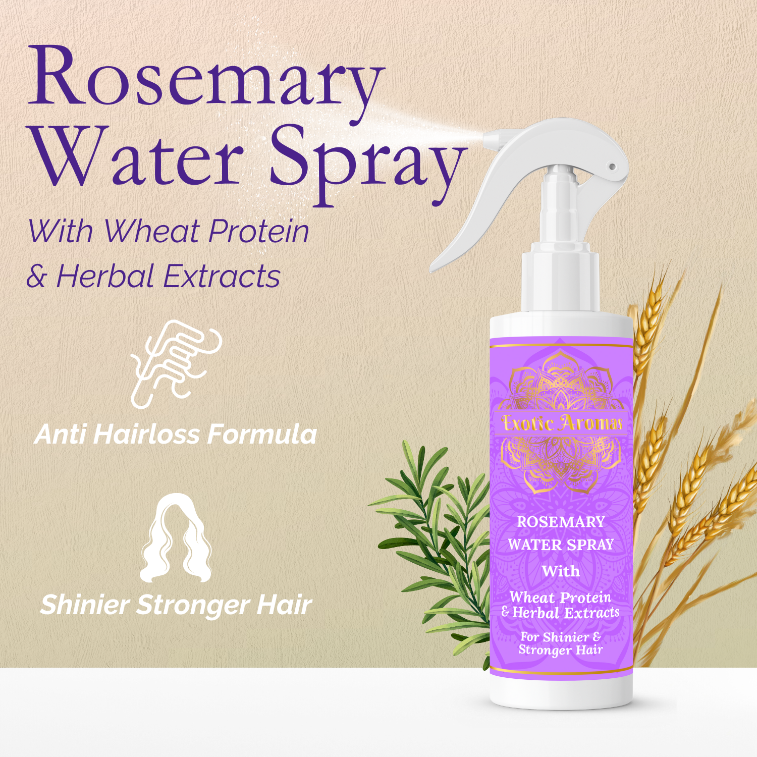 Exotic Aromas Rosemary Water Spray with Wheat Protein & Herbal Extracts