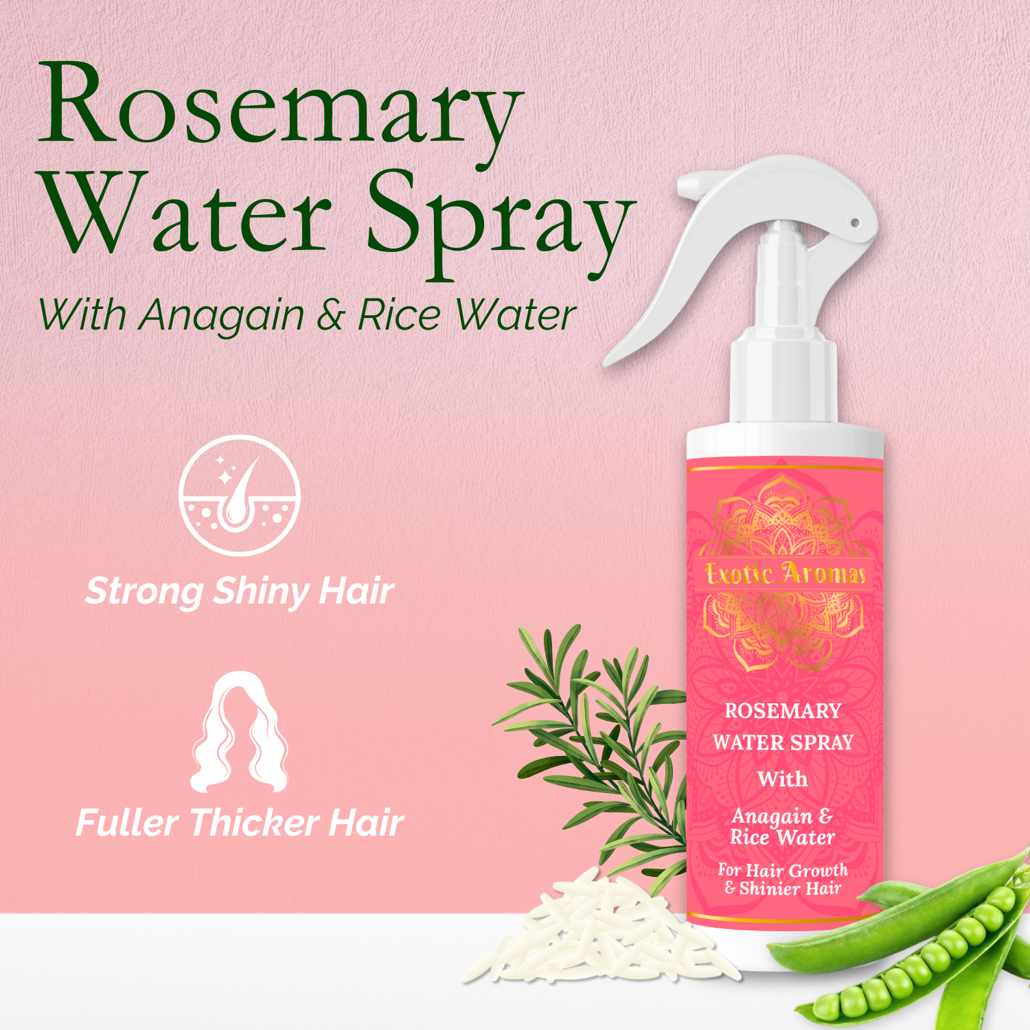 Exotic Aromas Rosemary Water Spray with Rice Water & Anagain