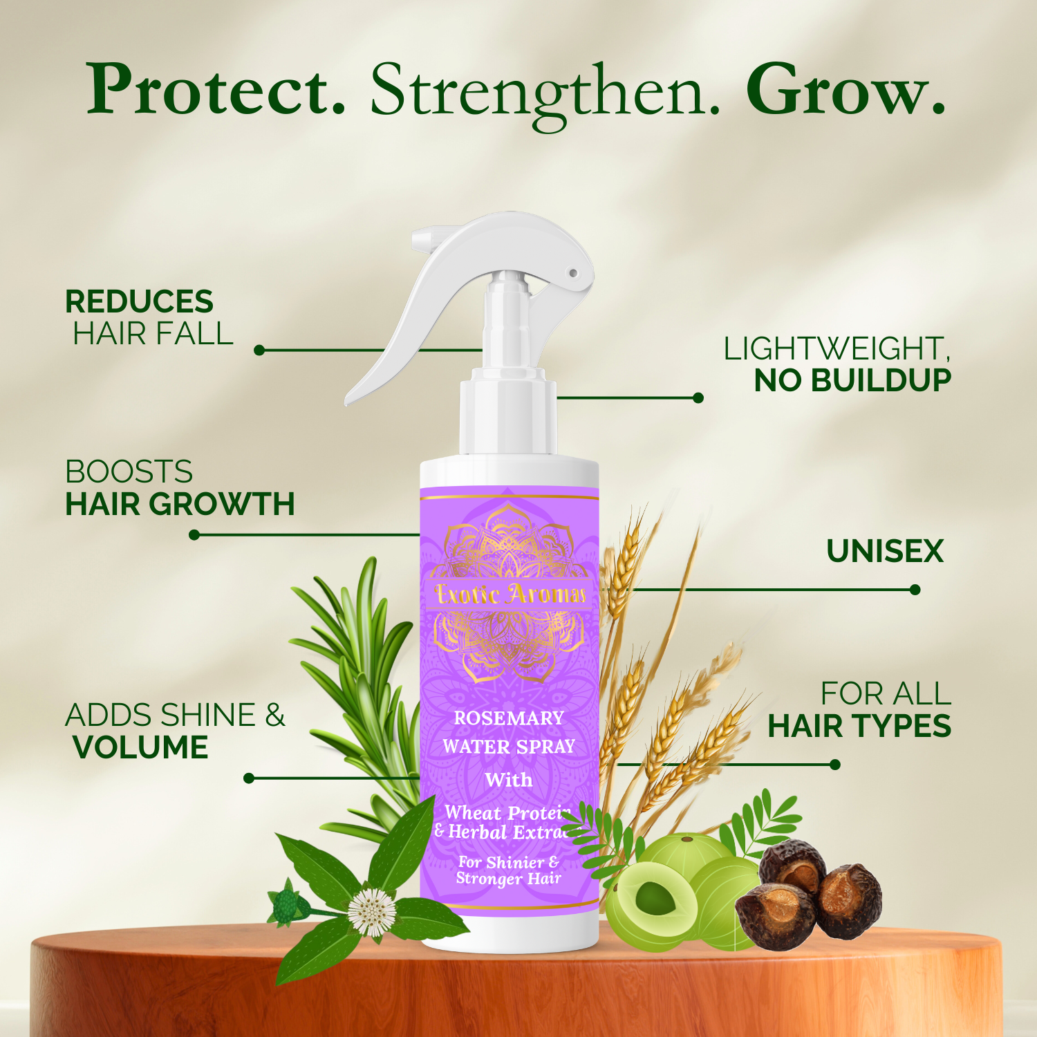 Exotic Aromas Rosemary Water Spray with Wheat Protein & Herbal Extracts