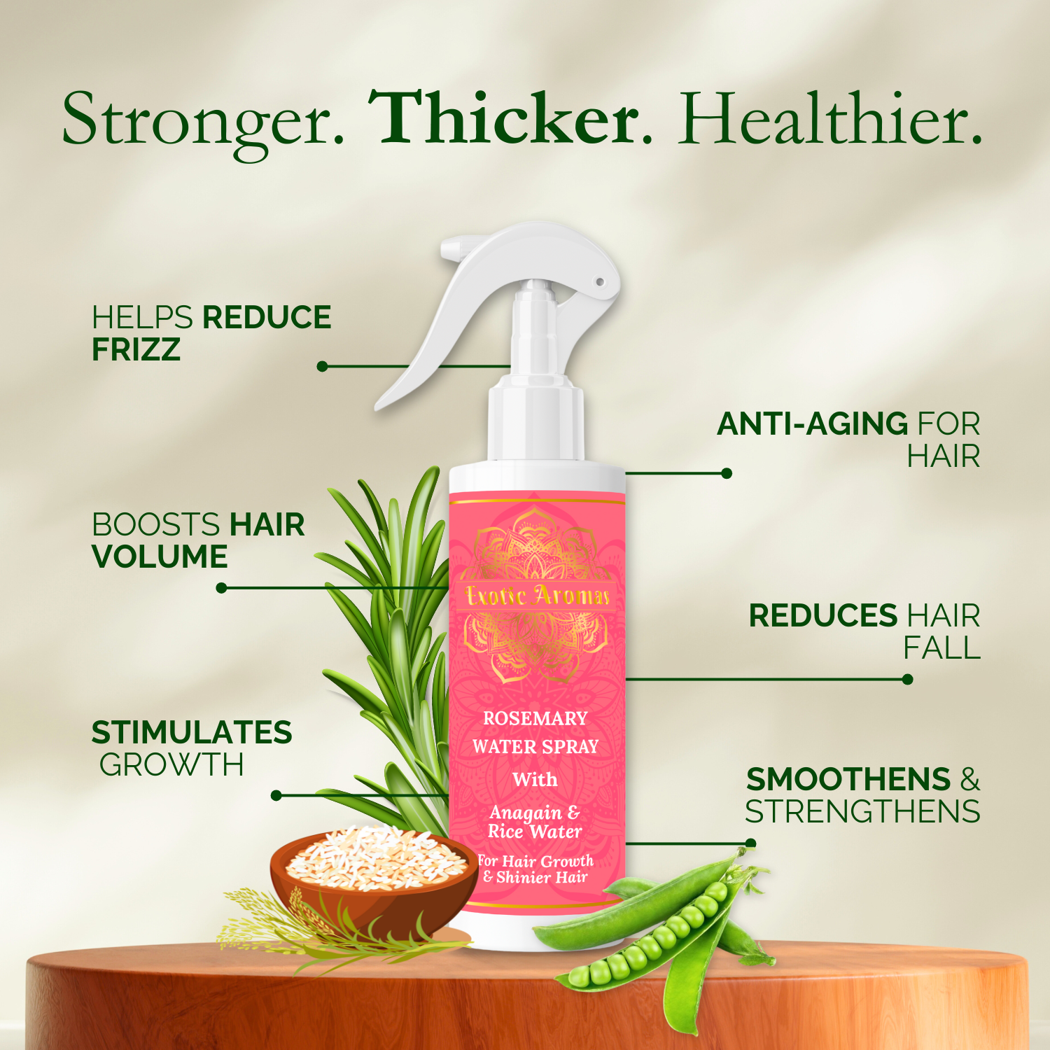Exotic Aromas Rosemary Water Spray with Rice Water & Anagain