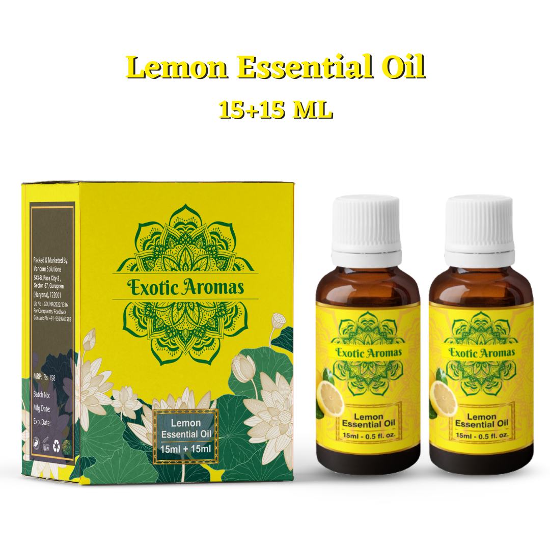Lemon Essential Oil for Skin, Hair & Aroma Therapy (15Ml + 15Ml) Pack of 2