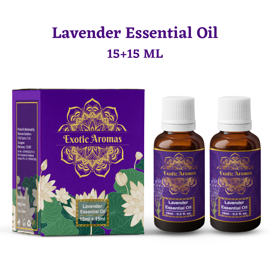Lavender Essential Oil for Aroma Therapy, Stress Relief, Hair, Skin & Sleep (15Ml + 15Ml) Pack of 2