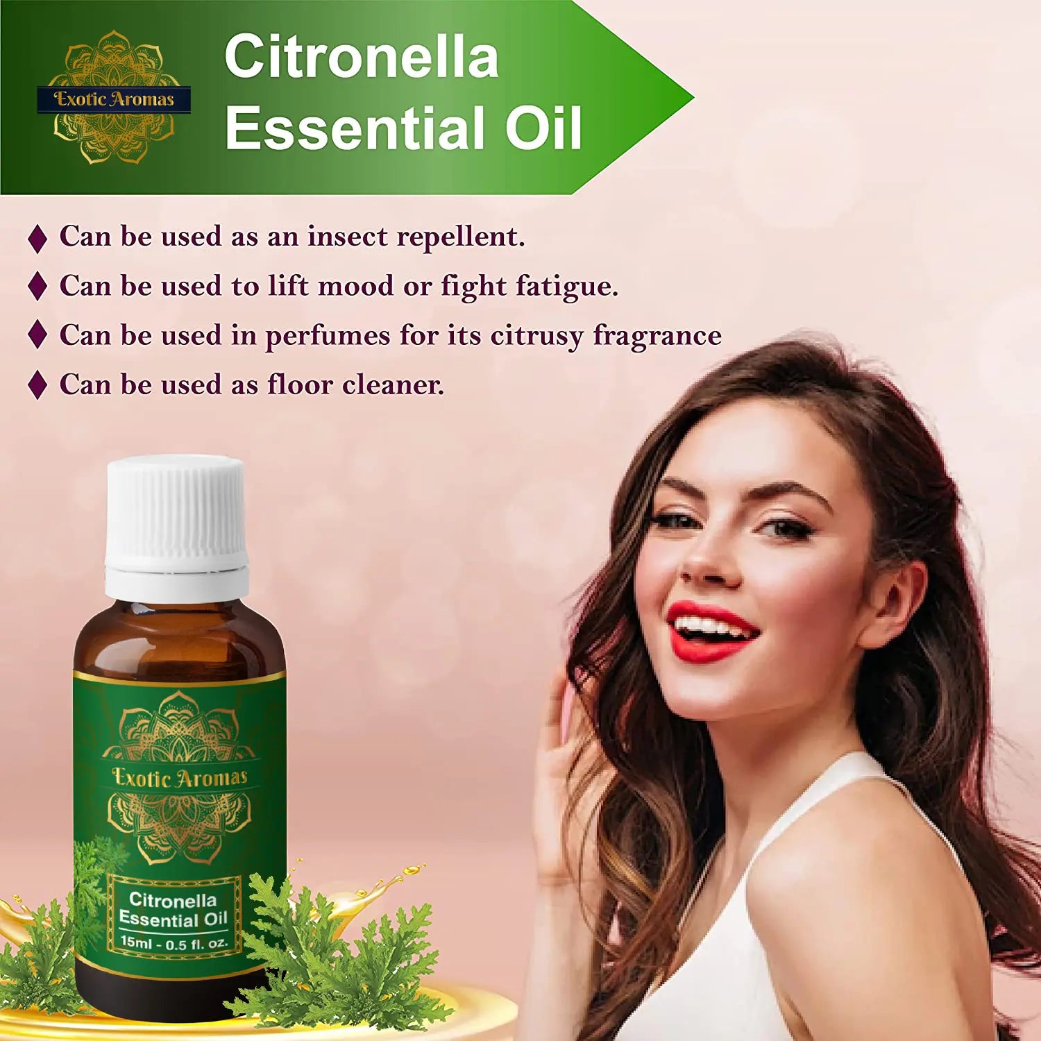 Citronella Essential Oil for Aroma Therapy, Hair & Skin (15Ml + 15Ml) Pack of 2