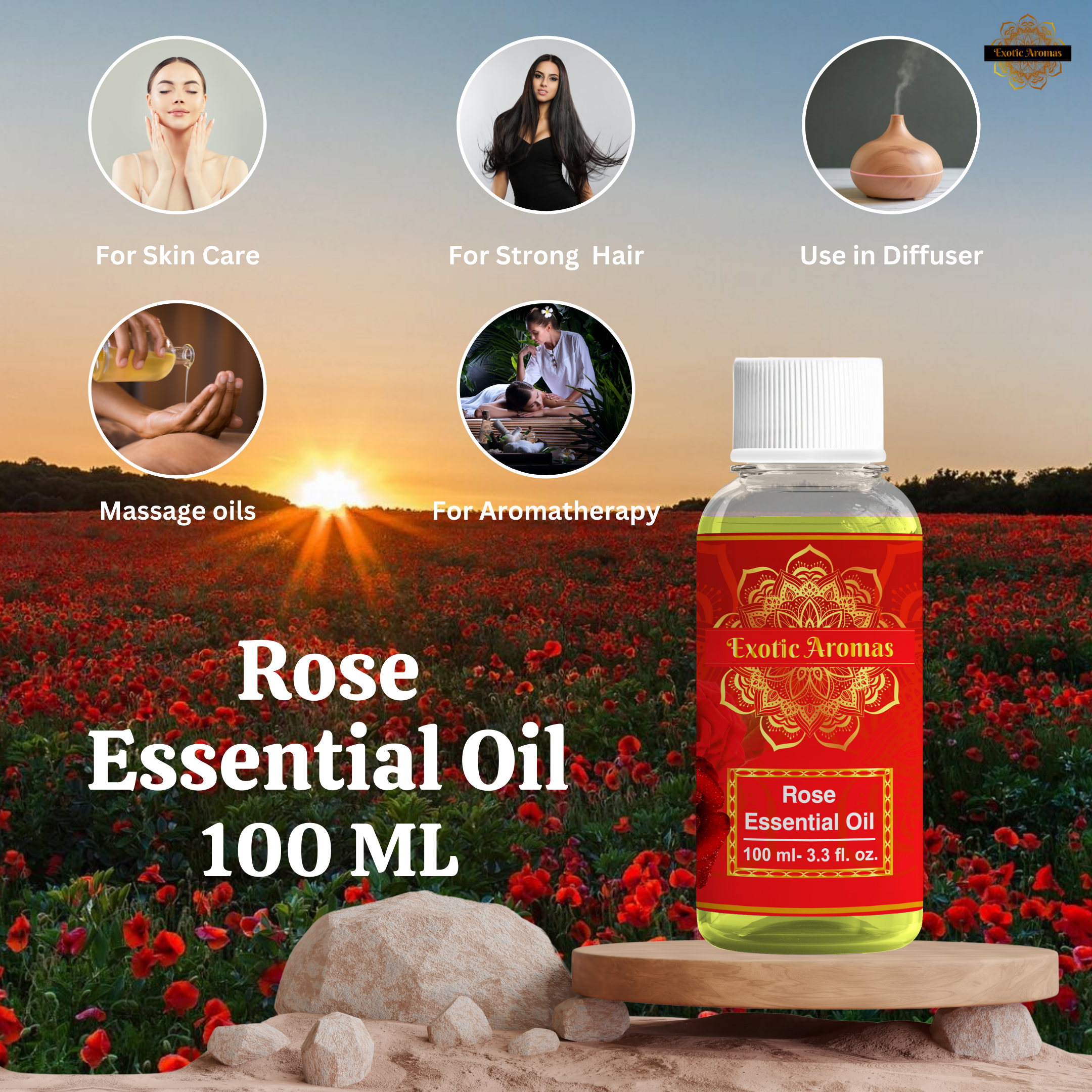 Rose essential oil, Pure, Natural and Organic