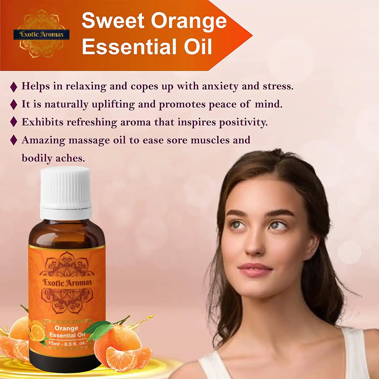 Orange Essential Oil for Aroma, Hair Growth & Radiant Skin (15Ml + 15Ml) Pack of 2