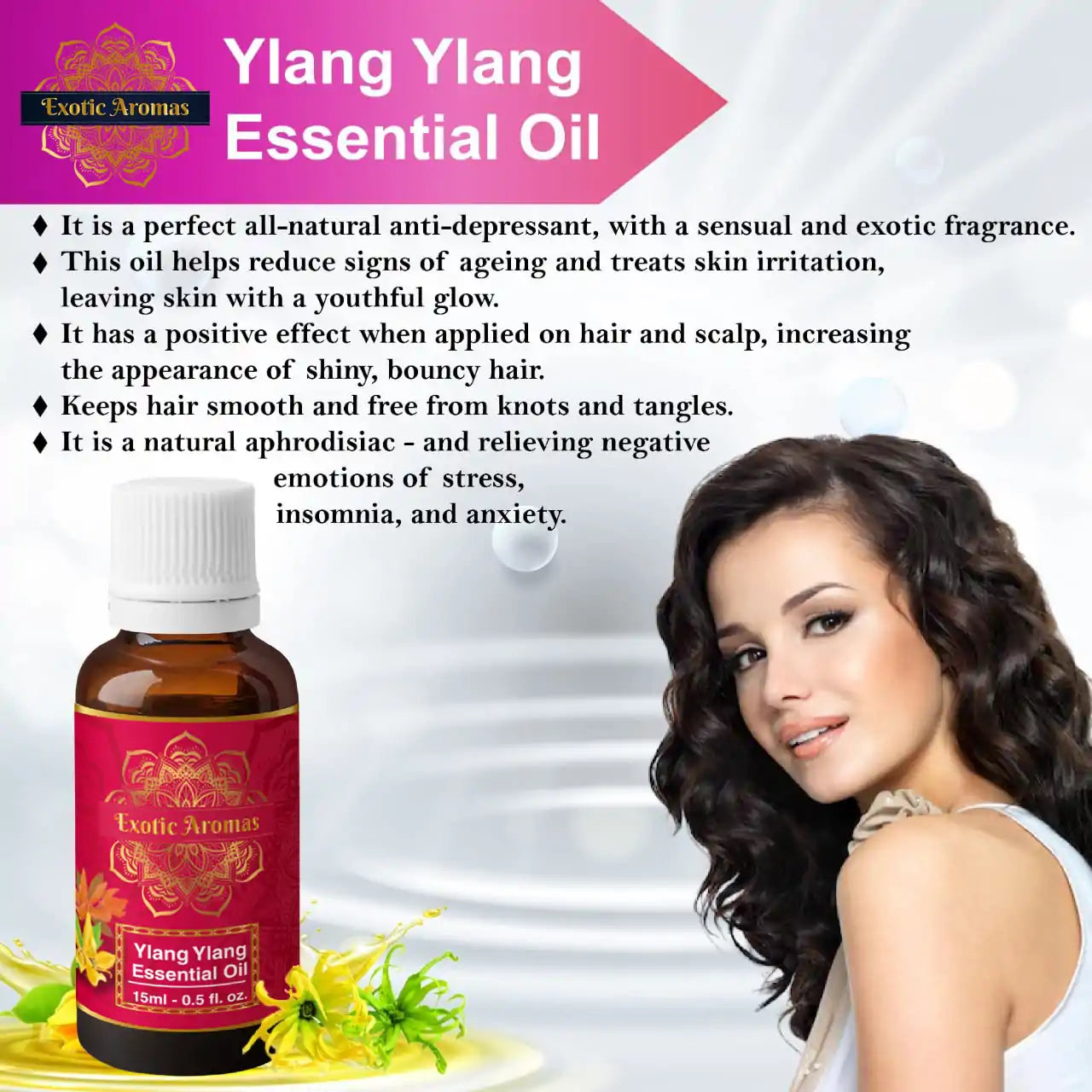 Ylang Ylang Essential Oil for Hair Strengthening, Acne Control & Aromatherapy (15Ml + 15Ml) Pack of 2