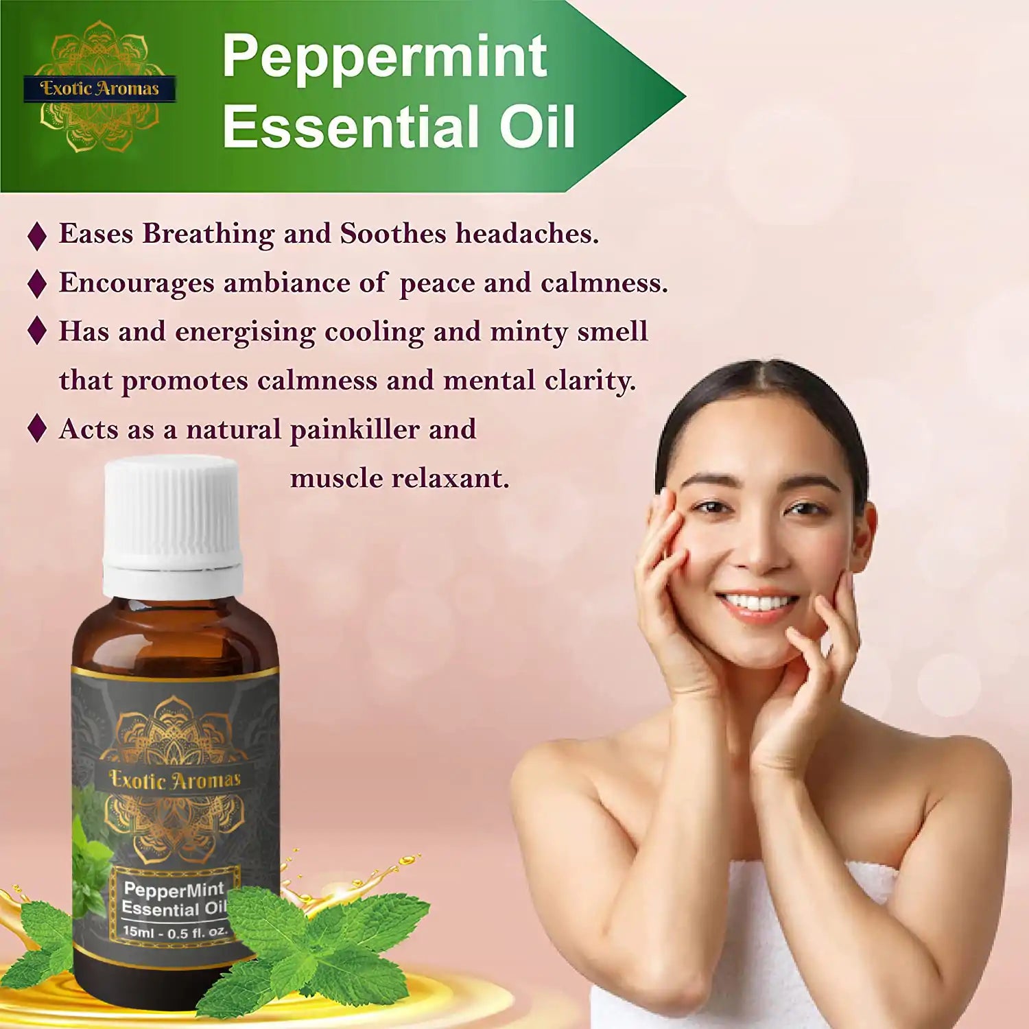 Peppermint Essential Oil for Aroma Therapy, Hair & Skin (15Ml + 15Ml) Pack of 2