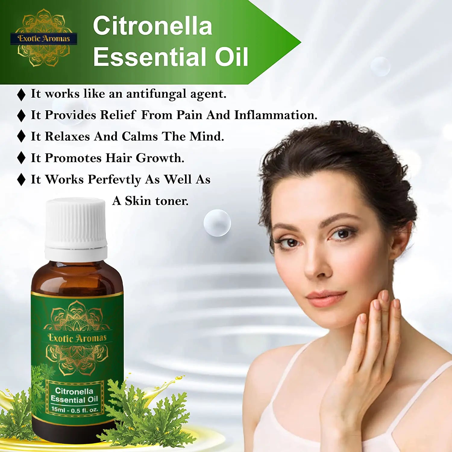 Citronella Essential Oil for Aroma Therapy, Hair & Skin (15Ml + 15Ml) Pack of 2