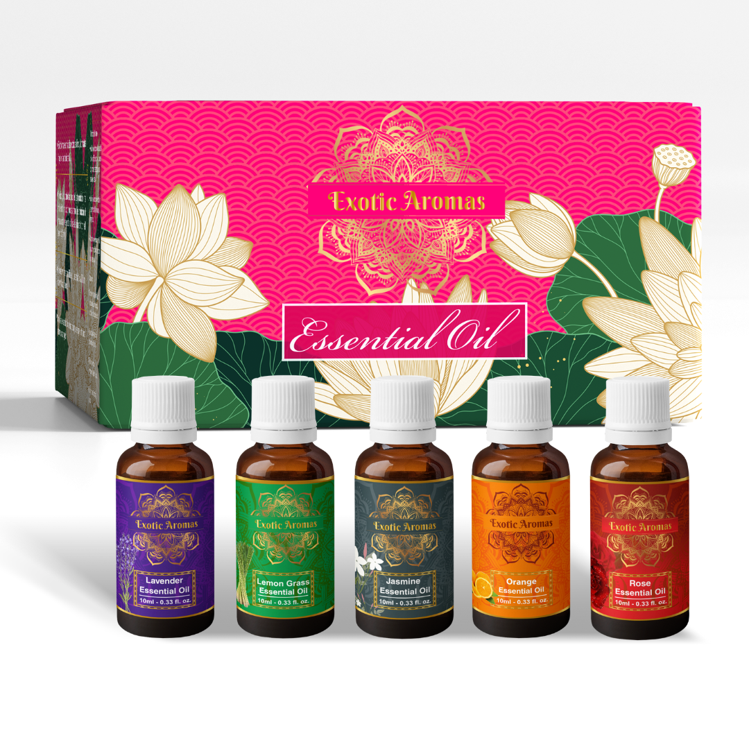 Essential Oil Pack of 5 - Lavender, Lemongrass, Jasmine, Orange, Rose Essential Oil, 10 ML Each