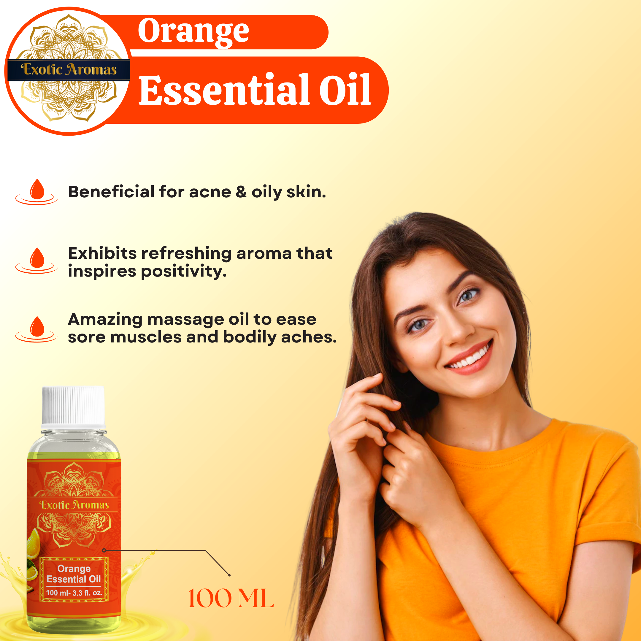 Orange Essential Oil for Aroma, Hair Growth & Radiant Skin