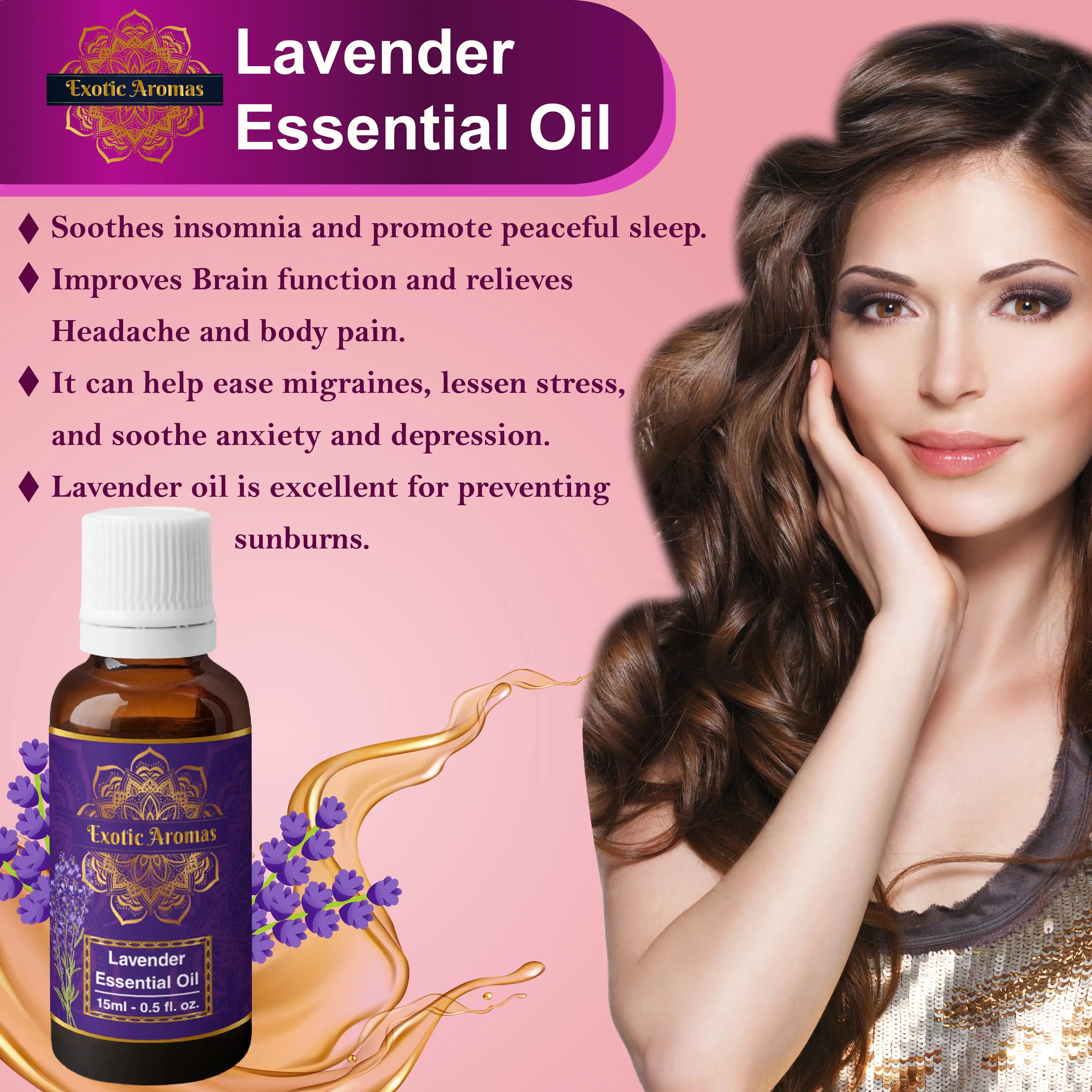 Lavender Essential Oil for Aroma Therapy, Stress Relief, Hair, Skin & Sleep (15Ml + 15Ml) Pack of 2