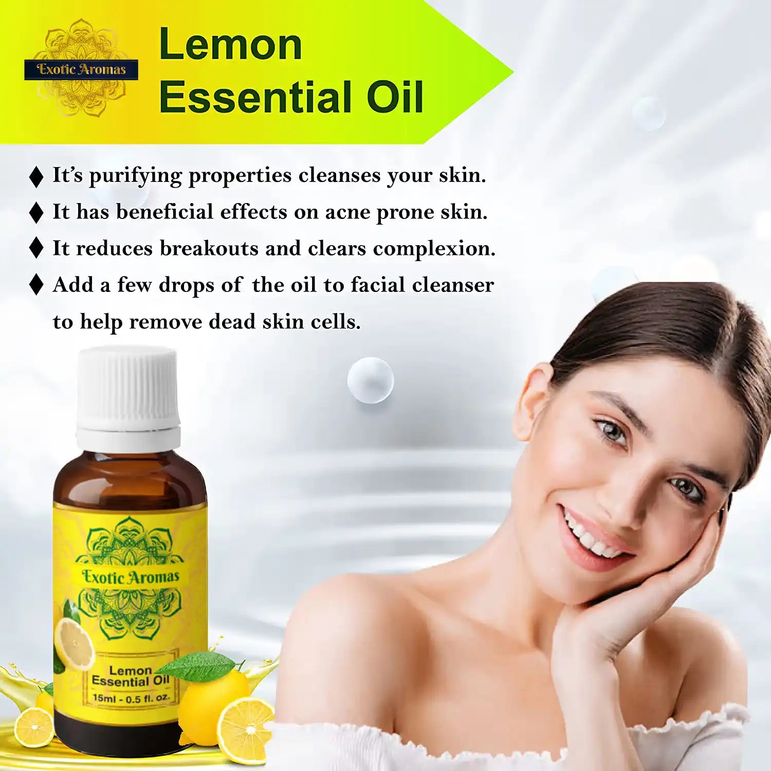 Lemon Essential Oil for Skin, Hair & Aroma Therapy (15Ml + 15Ml) Pack of 2