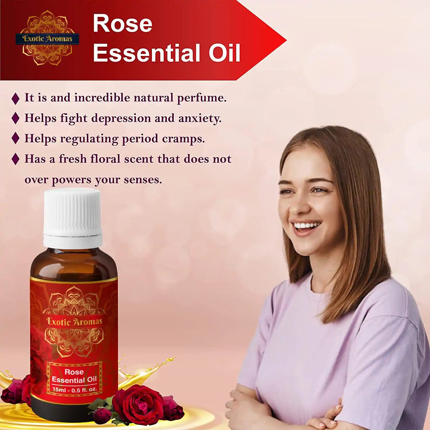 Rose Essential Oil (15Ml + 15Ml) Pack of 2