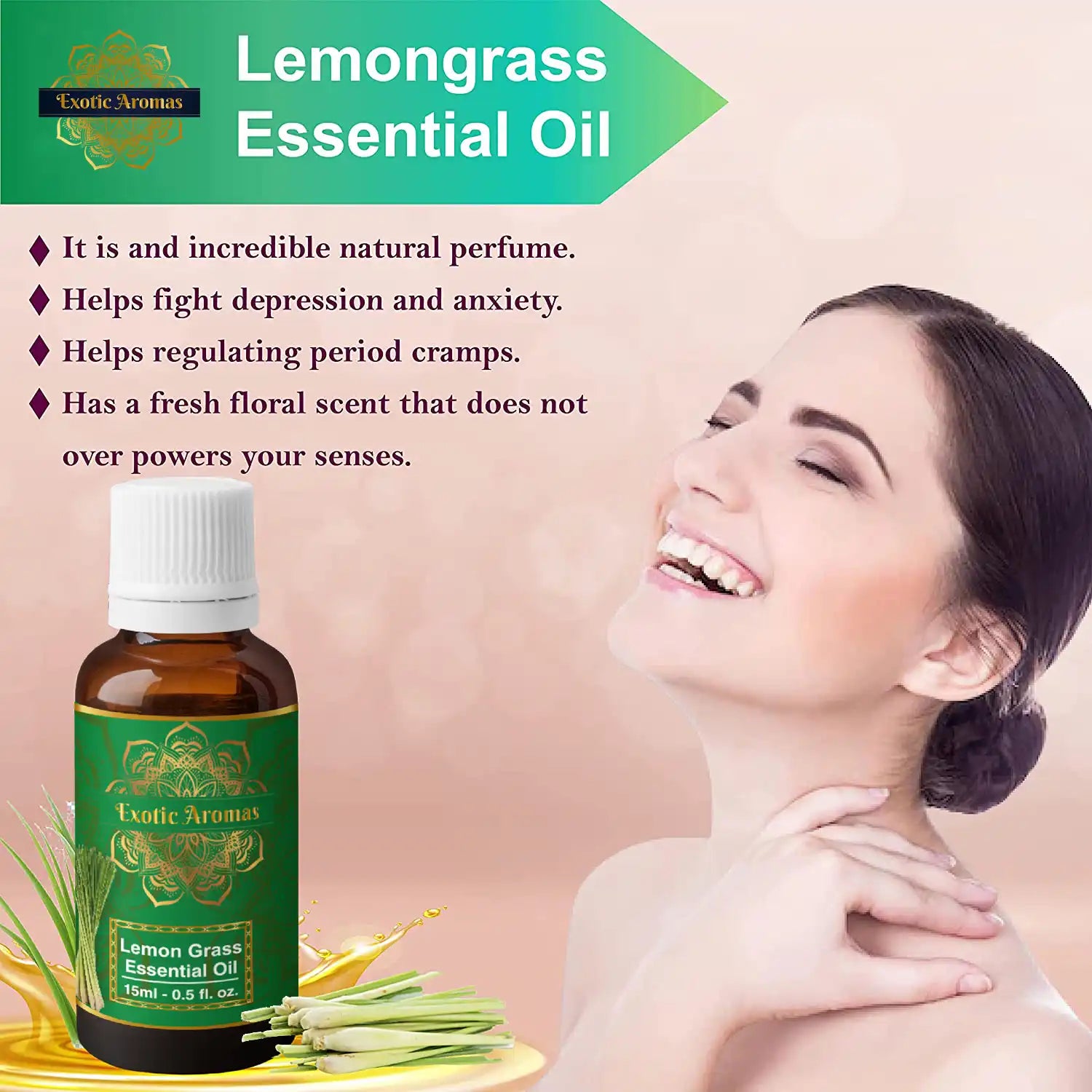 Lemon Grass Oil, Essential Oil (15Ml + 15Ml) Pack of 2