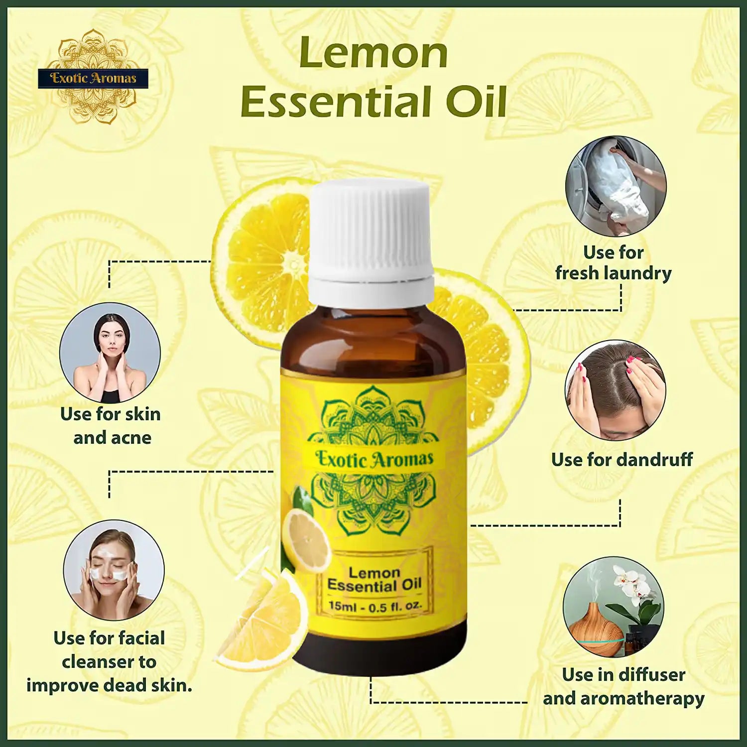 Lemon Essential Oil for Skin, Hair & Aroma Therapy (15Ml + 15Ml) Pack of 2