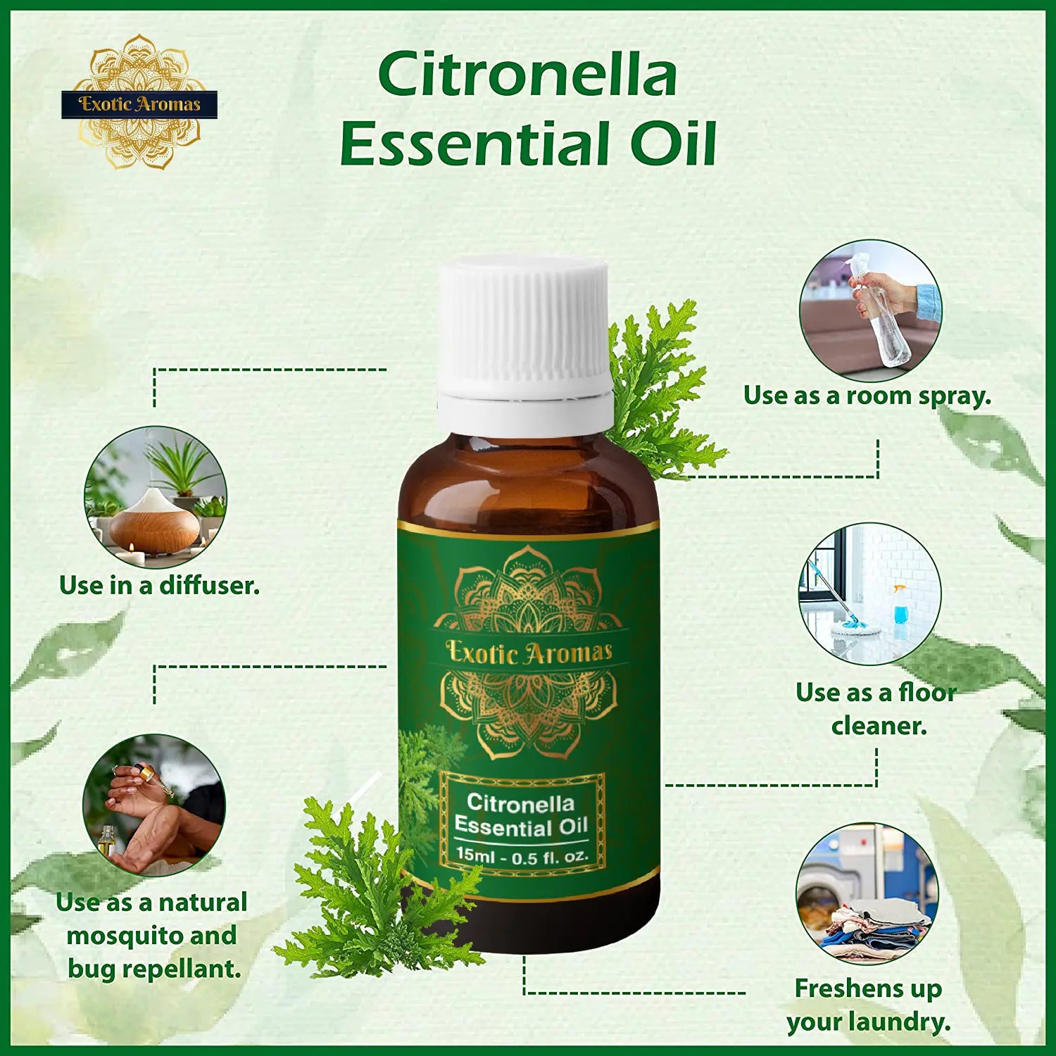 Citronella Essential Oil for Aroma Therapy, Hair & Skin (15Ml + 15Ml) Pack of 2