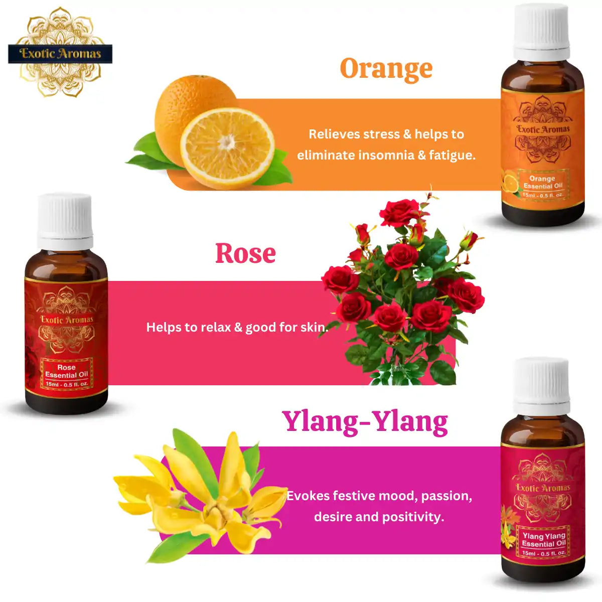 Essential Oil Pack of 9 Lavender, Rose, Tea Tree, Jasmine, Ylang Ylang, Orange, Lemongrass, Peppermint, Rosemary Pure & Natural, 10ML