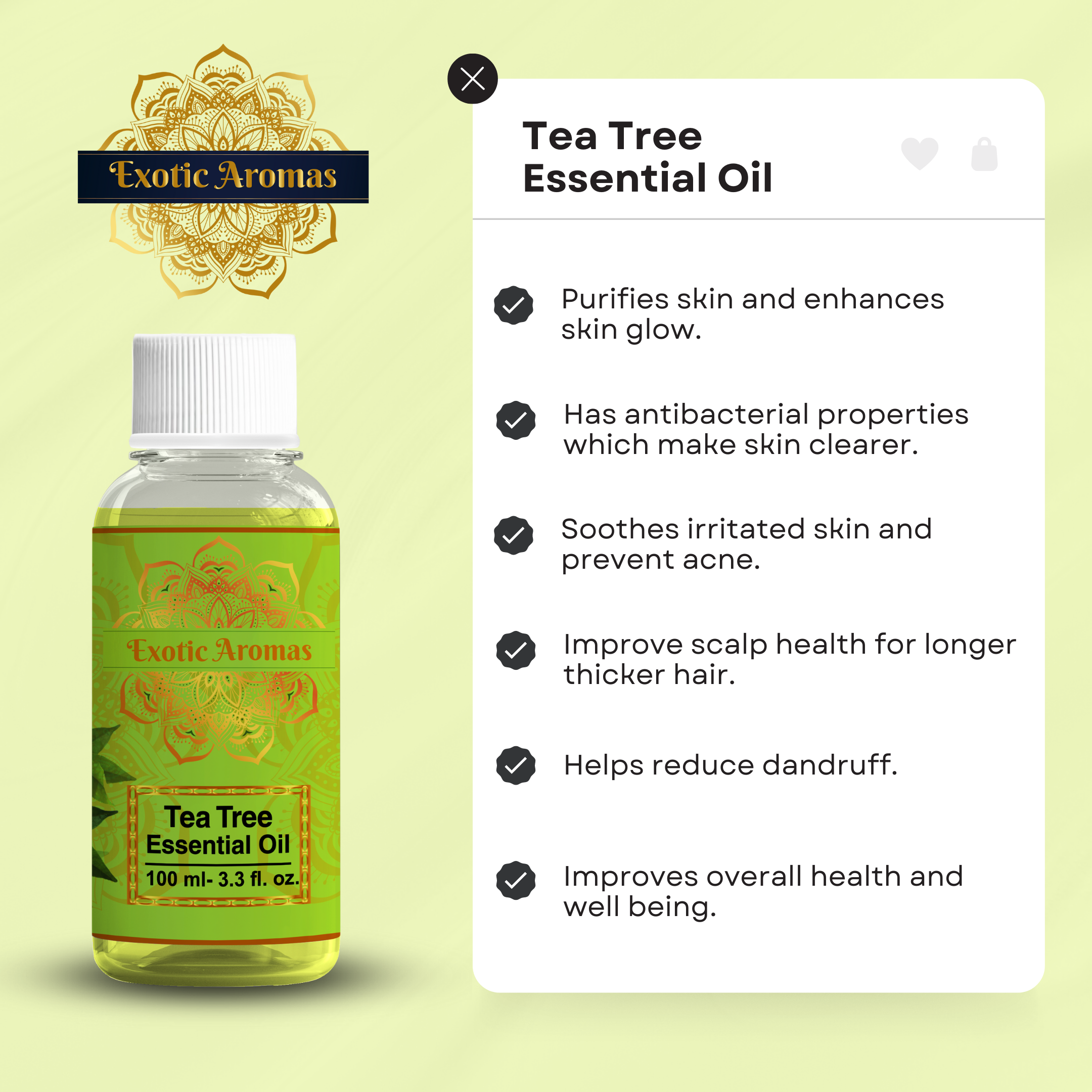 Tea Tree Oil for Skin, Hair, Face, Acne Care
