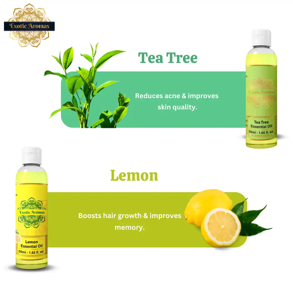Essential Oil Pack of 10 - Lavender Rose Tea Tree Rosemary Jasmine Ylang Ylang Mandarin Lemongrass Peppermint lemon ,50 Ml Each