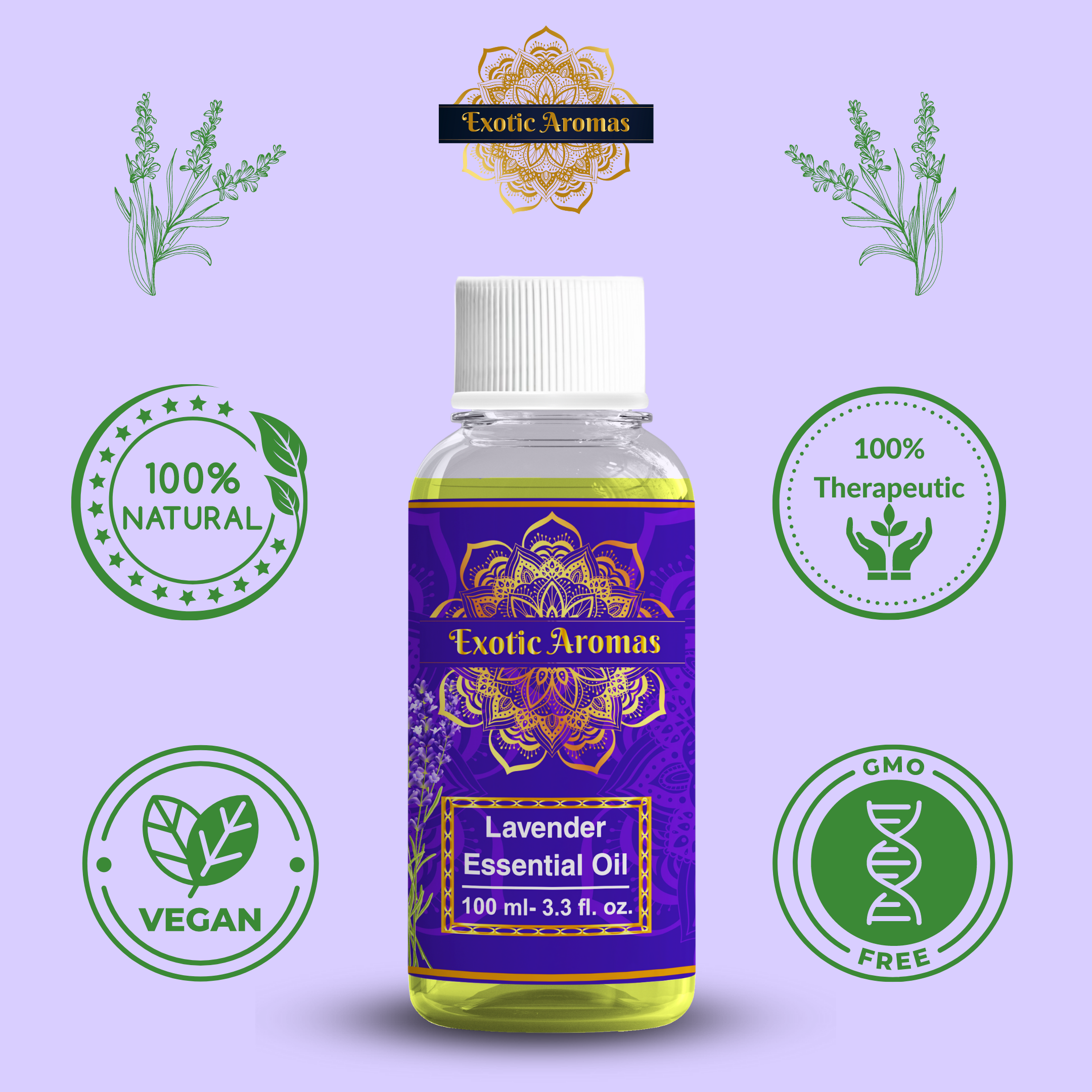 Lavender Essential Oil for Aroma Therapy, Stress Relief, Hair, Skin & Sleep