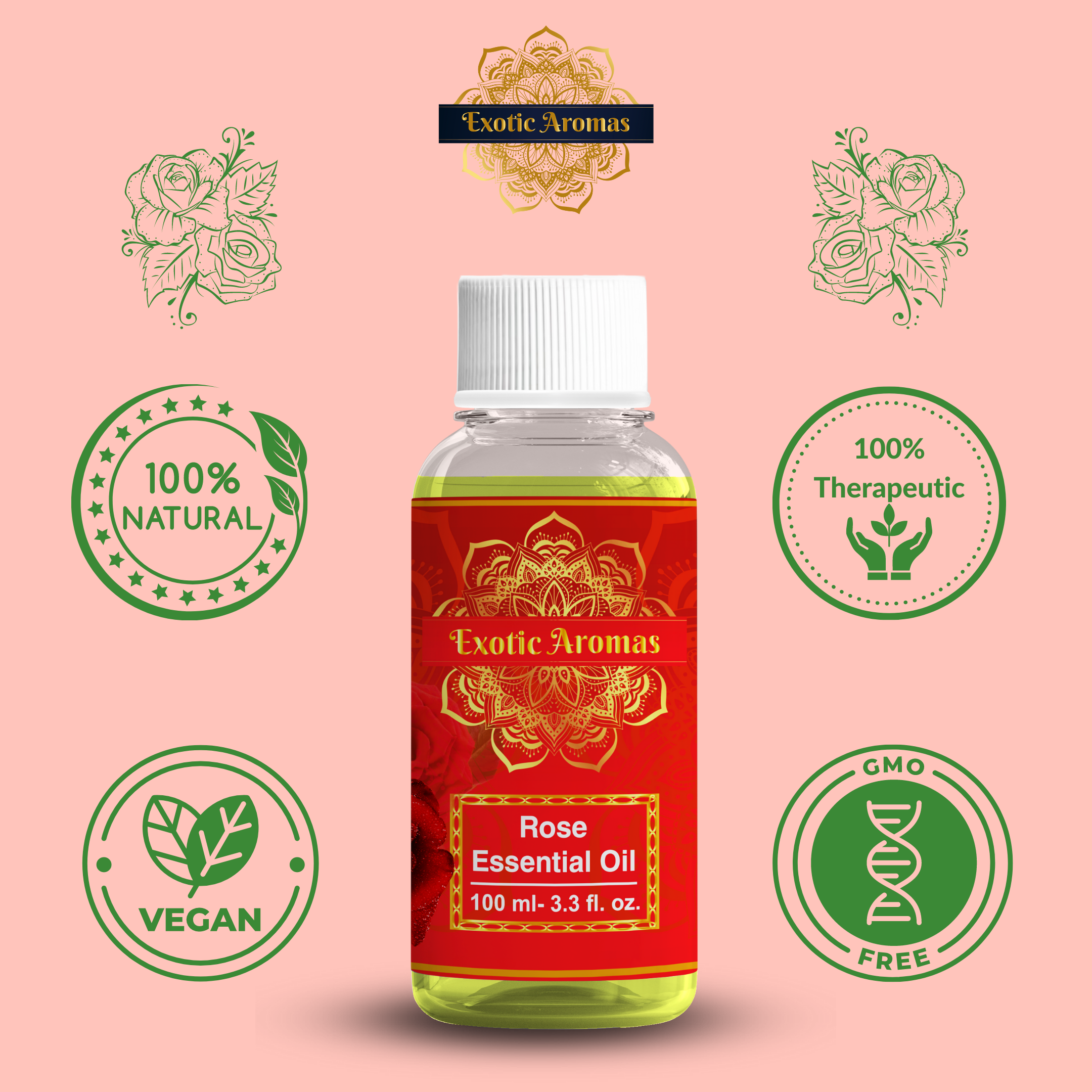 Rose essential oil, Pure, Natural and Organic