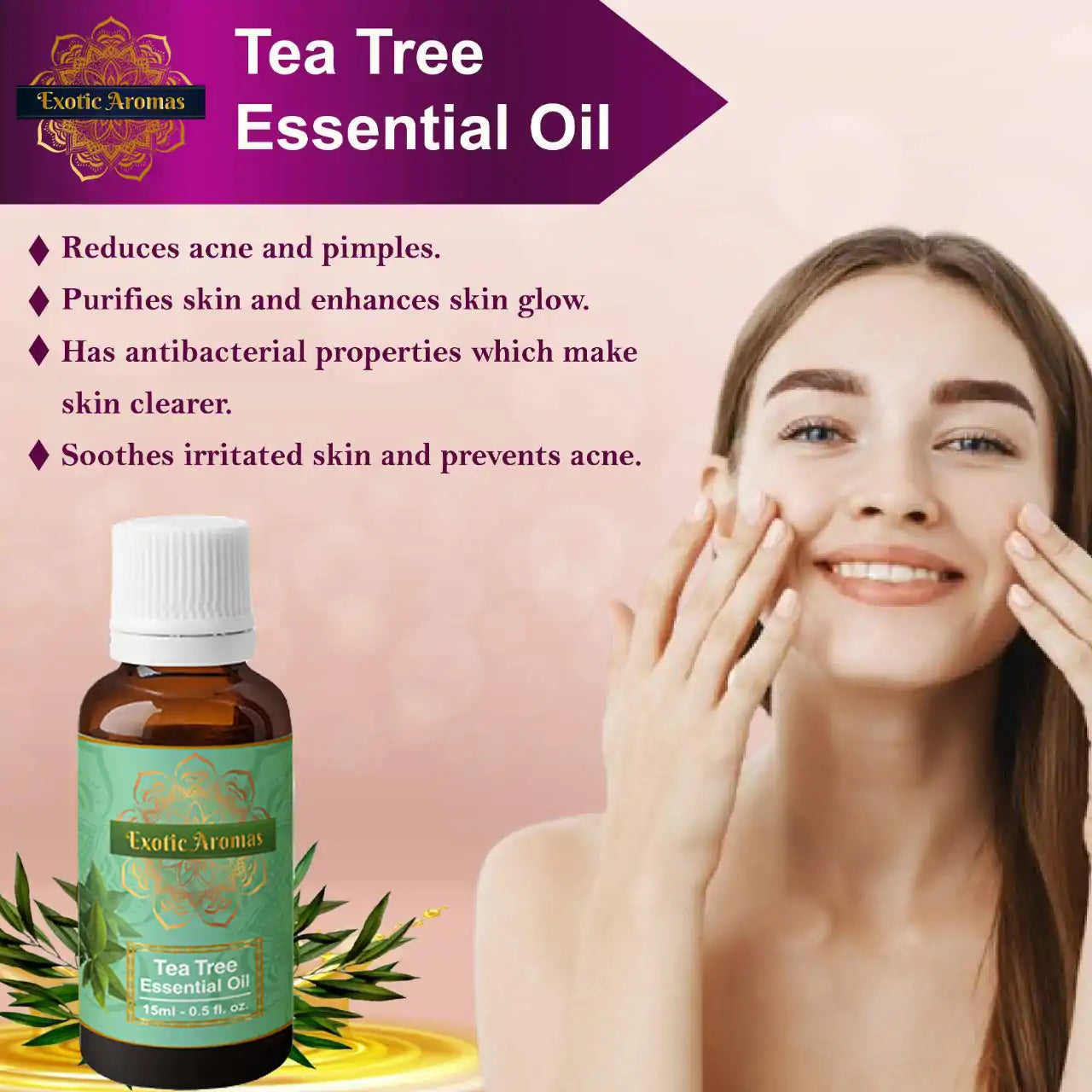 Tea Tree Oil for Skin, Hair, Face, Acne Care (Pack of 2)