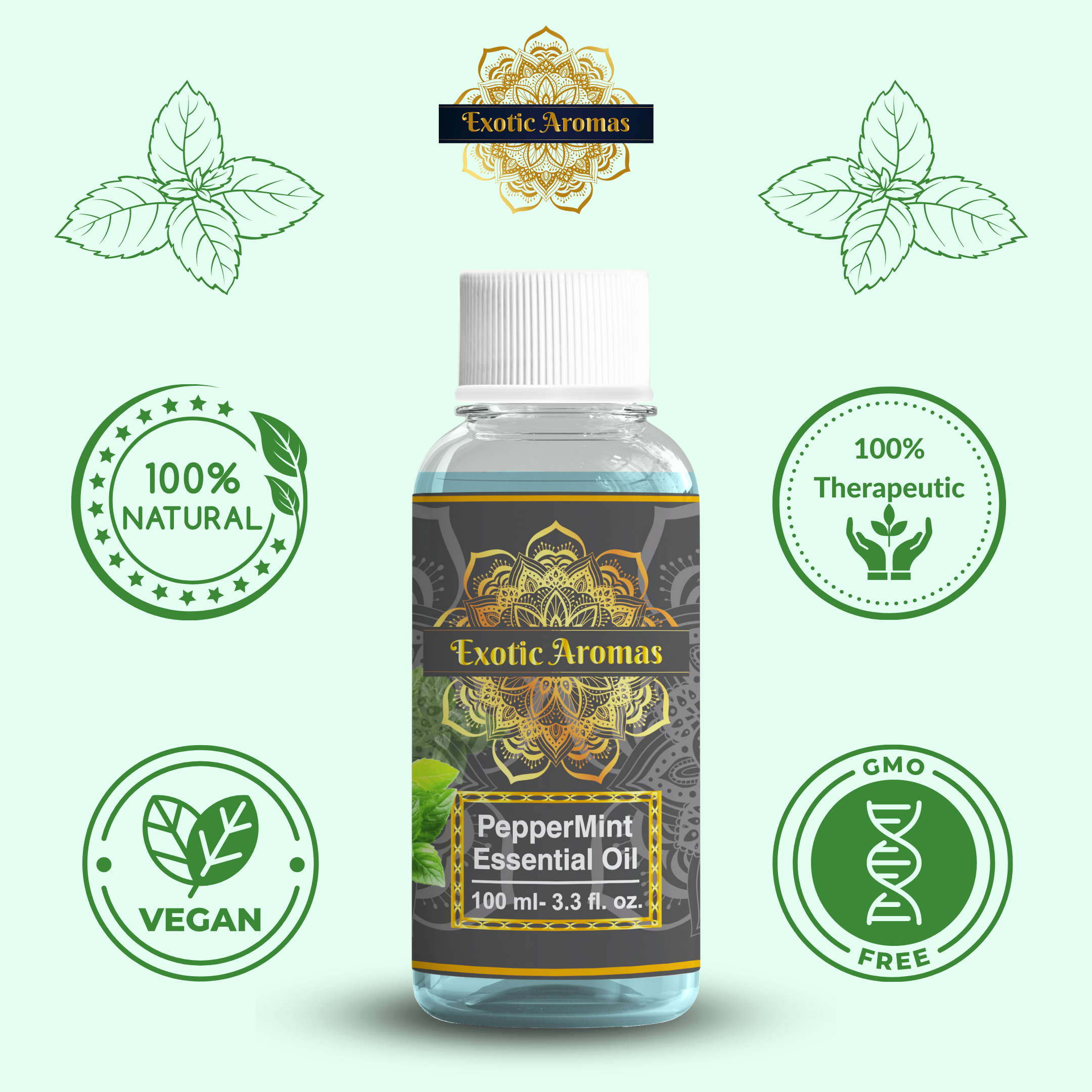 Peppermint Essential Oil for Aroma Therapy, Hair & Skin