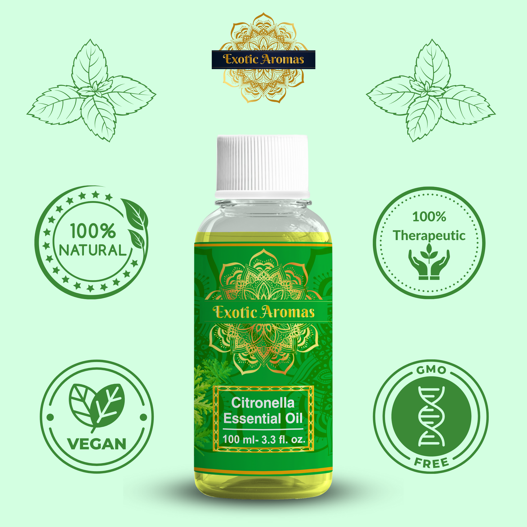 Citronella Essential Oil for Aroma Therapy, Hair & Skin