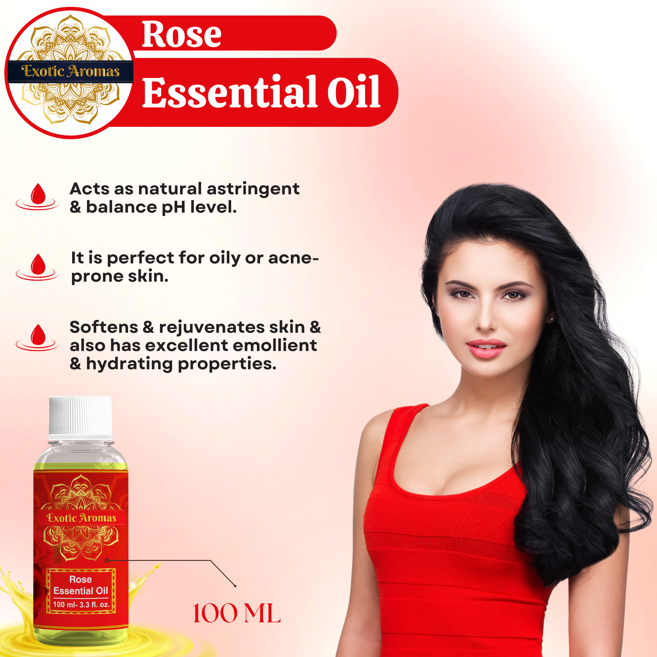 Rose essential oil, Pure, Natural and Organic