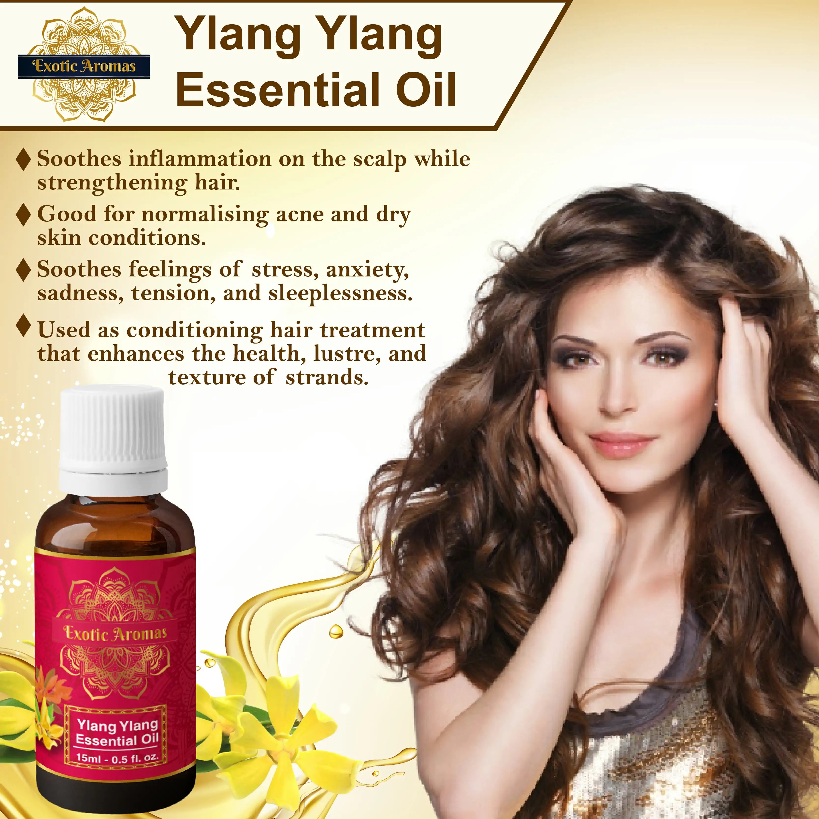 Ylang Ylang Essential Oil for Hair Strengthening, Acne Control & Aromatherapy (15Ml + 15Ml) Pack of 2
