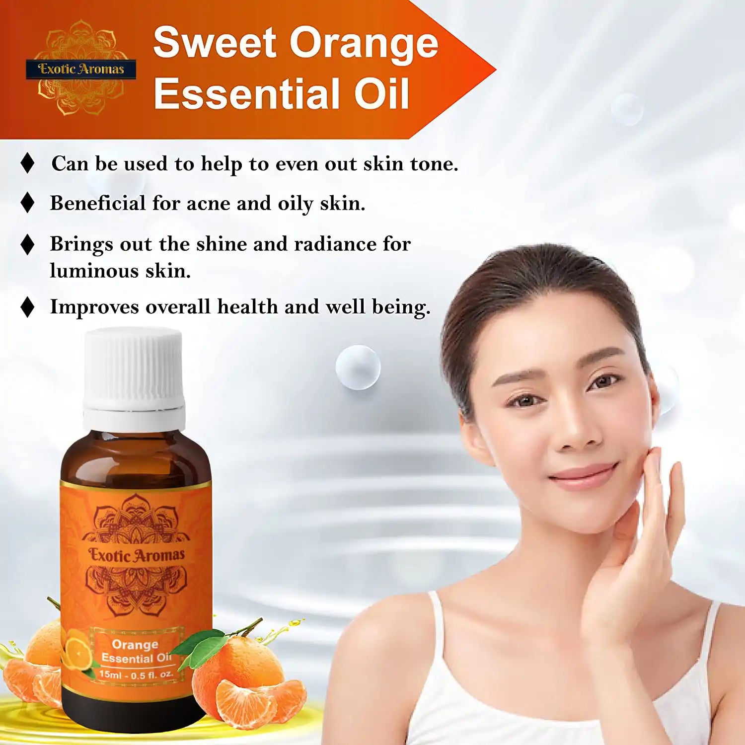 Orange Essential Oil for Aroma, Hair Growth & Radiant Skin (15Ml + 15Ml) Pack of 2