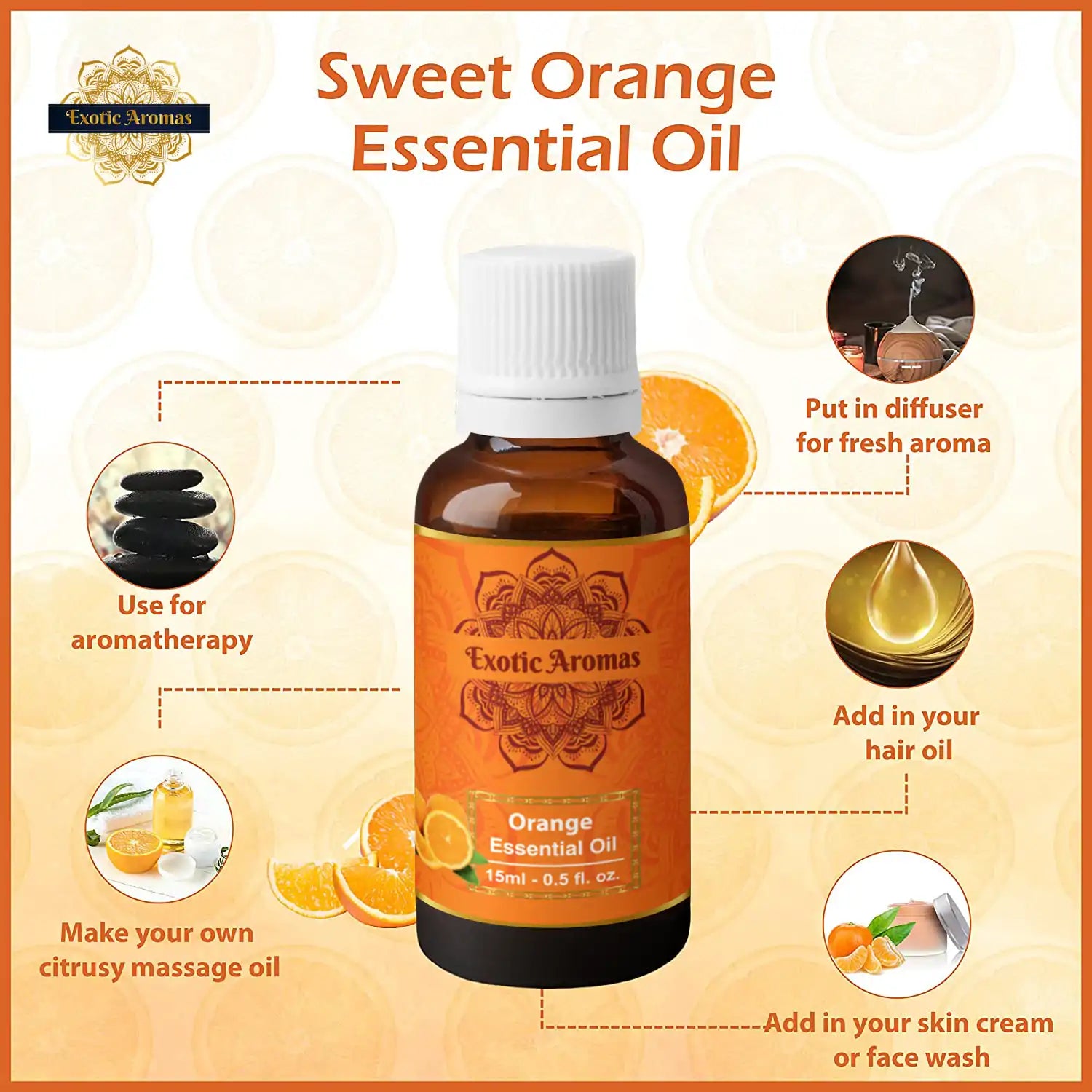 Orange Essential Oil for Aroma, Hair Growth & Radiant Skin (15Ml + 15Ml) Pack of 2