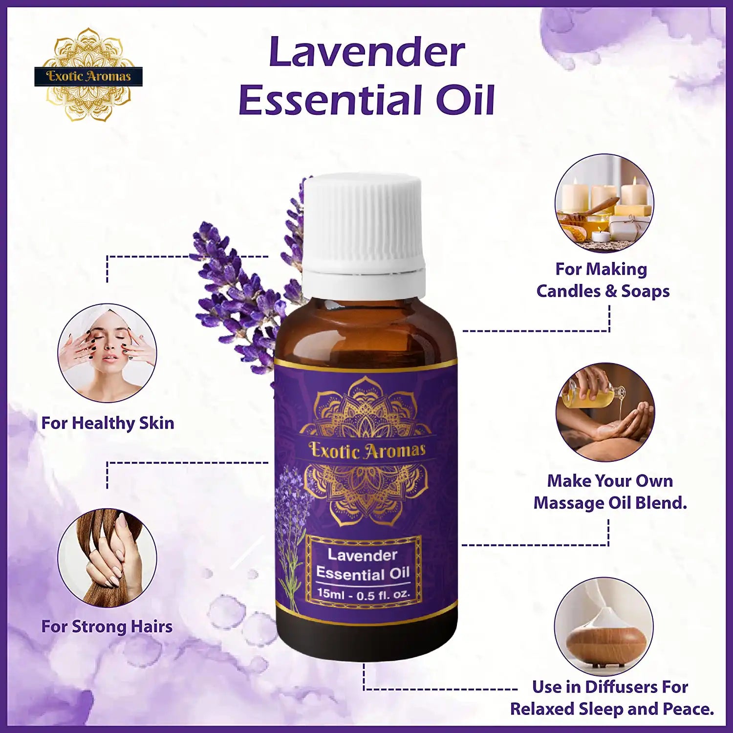 Lavender Essential Oil for Aroma Therapy, Stress Relief, Hair, Skin & Sleep (15Ml + 15Ml) Pack of 2